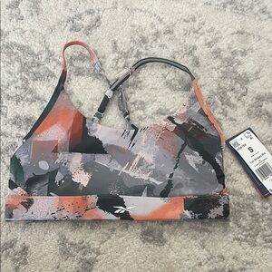 Reebok Women's Abstract Orange and Gray Sports Bra